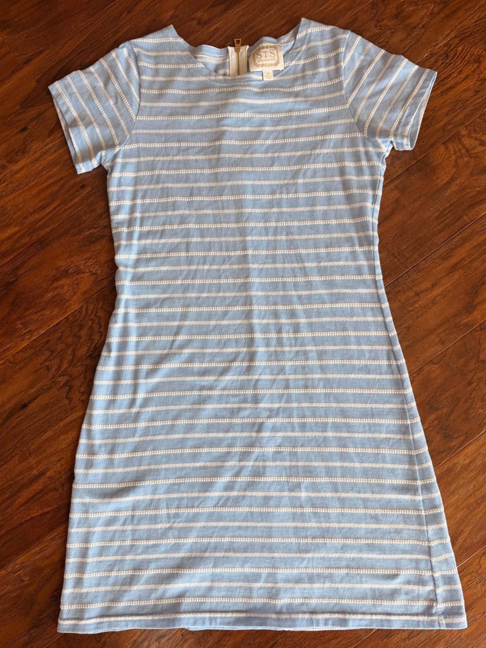 Sail to Sable Light Blue and White Striped Knit Mini Dress